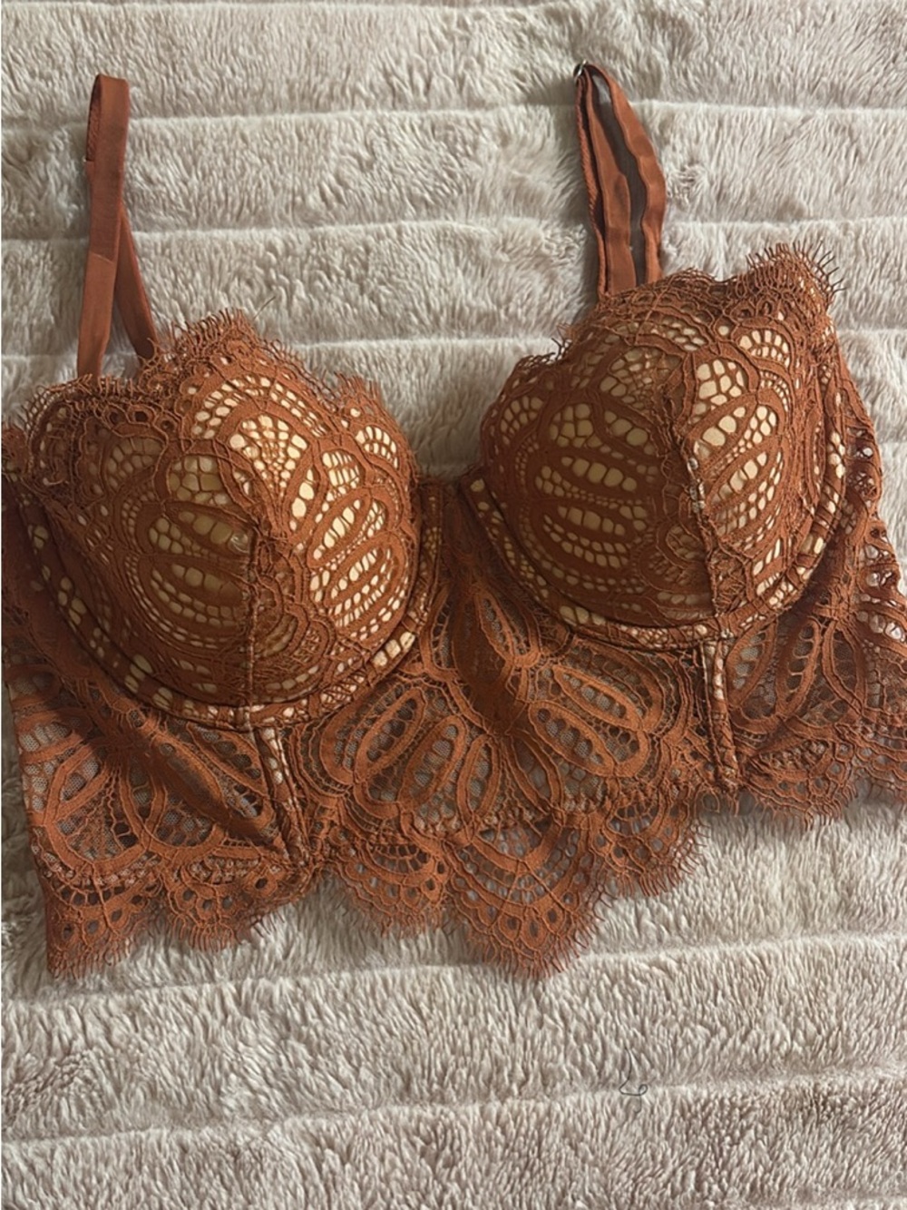 Victoria's Secret Rust Lace Longline Bralette